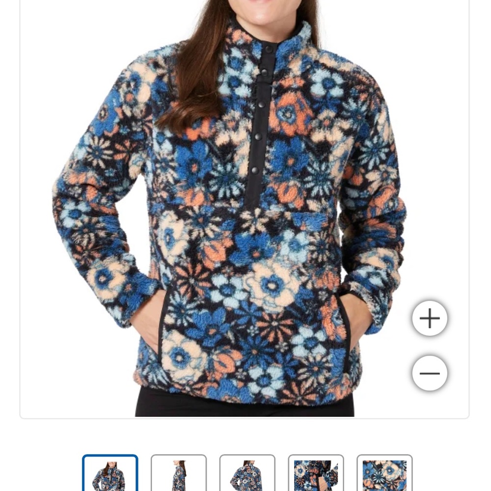 NWT Floral Fleece Hurley Pullover with Snap Buttons